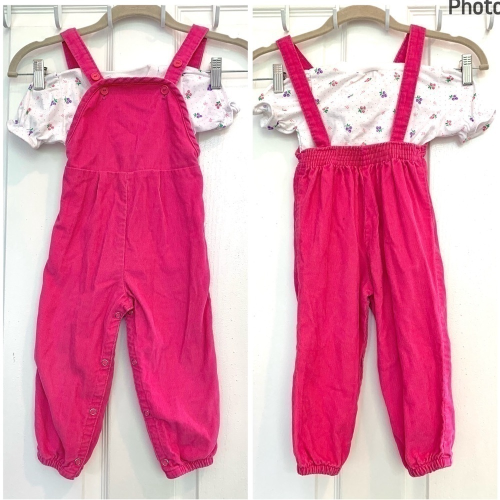 80s Vintage Toddletime corduroy overalls jumpsuit romper Brittania shirt top 24M